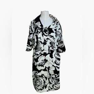 ECI NEW YORK | FLORAL POCKETED 3/4 SLEEVE BUTTON UP TRENCH COAT WOMENS SZ SMALL